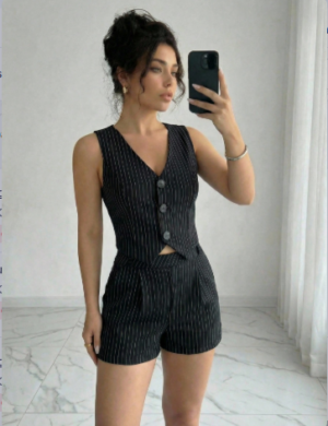 Chaleco Fergie Rayas Negro