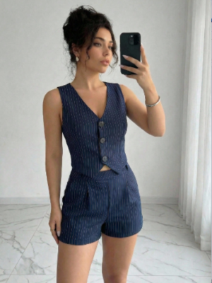 Chaleco Fergie Rayas Azul