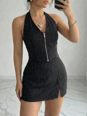 Falda Daria Rayas Negro