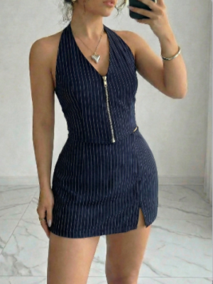 Falda Daria Rayas Azul